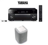Yamaha AVENTAGE RX-A1080 7.2-ch 4K Ultra HD AV Receiver with HDR, Dolby Vision, Compatible with Alexa MusicCast WX-010 Wireless Speaker (White) Bundle