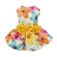 Fitwarm Floral Dog Harness Dress Pet Clothes D-Ring Vest Shirts Sundress Yellow XS