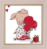 Cross Stitch Kits, Love Piggy Pig Animals Awesocrafts Easy Patterns Cross Stitching Embroidery Kit Supplies Christmas Gifts, Stamped or Counted (Piggy, Counted)