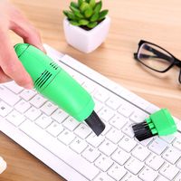Computer Keyboard Cleaner Mini Vacuum USB Rechargeable Cleaning Brush Dust Collector for PC Laptop Printer Camera (Green)