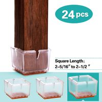 MelonBoat Chair Leg Floor Protectors with Felt Furniture Pads, Chair Glides Feet Caps, A-SQ061, 24 Pack, Fit Square 2-5/16 inches to 2-1/2 inches (5.8-6.4cm)