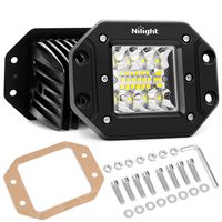 Nilight 14024C-B 2PCS 42W Flush Pods Upgraded Spot Flood Combo Beam Driving LED Work Backup Reverse Grill Mount Light for Offroad 4x4 Truck SUV Jeep, 2 Years Warranty