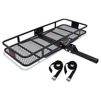 KING BIRD 520 lbs 60" x 24" x 6" Folding Cargo Carrier Hitch Mount Basket Extra-Thick Steel Constructed w/ 2 Advanced Straps Fits to 2" Receiver