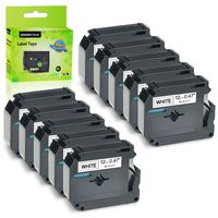 GREENCYCLE 10 PK 12mm 0.47'' Black on White Label Tape Compatible for Brother M-K231 MK231 M231 P-Touch PT55BM PT55S PT65 PT65SB PT70 PT80 PT85 PT90 PT100 PT110