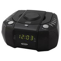 Jensen Compact Dual Alarm Clock Radio with Top-Loading CD Player & Large Easy to Read Backlit Display