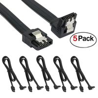 5 Pack SATA 3 Data Cable 90 Degree Right Angle SATA III Cable 23 Inches 6.0 Gbps with Locking Latch (5 x Sata Cable Black)