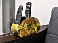 Homeze Remote Control Holder, Organizer, Caddy TV, Smart TV, Makeup Brush, DVD, Mobile, Stationary Makeup Brush Living Room, Lounge Home Kitchen Organiser Container with Gift Box (Van Gogh Yellow)