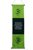 Hands Of Tibet Large Cotton Om Inspirational Yoga Banner Scroll Style Three Color Choice (Olive Green)