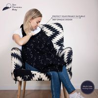 Cotton Nursing Cover - Large Breastfeeding Cover with Built-in Burp Cloth & Pocket - Soft, Breathable, Chemical-Free, 360° Coverage, Black Nursing Cover for Breastfeeding by San Francisco Baby
