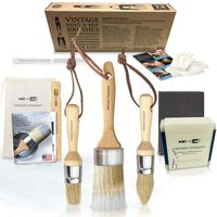 Vintage Tonality Pro Chalk & Wax Paint Brush Set for Painting & Repurposing Furniture, 12 PCS Kit, Works with Chalk & Milk Paints, Wax, Home Decor DIY Large & Small Projects • Pure Natural Bristles