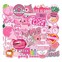 Pink Girl Cute Lovely Laptop Stickers Water Bottle Skateboard Motorcycle Phone Bicycle Luggage Guitar Bike Stickers Decal 40pcs Pack for Teens Girls (Pink)