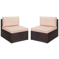 Devoko 2 Pieces Patio Furniture Sets All-Weather Outdoor Sectional Armless Sofa (Brown)