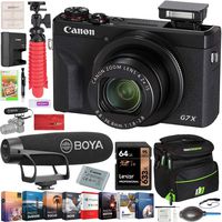 Canon PowerShot G7 X Mark III 20.1MP 4K Digital Camera Vlogging Bundle Black 3637C001 with BOYA Super Cardioid Video Microphone + Deco Gear Travel Case + 64GB Card + Compact Tripod Accessory Kit