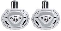 2) Boss MRWT69W 6x9" 1100W 4-Way Marine Wake Tower Boat Waterproof Speaker White