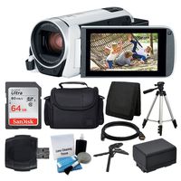 Canon VIXIA HF R800 Camcorder (White) + SanDisk 64GB Memory Card + Digital Camera/Video Case + Extra Battery BP-727 + Quality Tripod + Card Reader + Tabletop Tripod/Handgrip - Deluxe Accessory Bundle