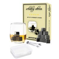 Whiskey Stones Gift Set Box of 10 Chilling Rock and Tongs,100% Pure Soapstone for Cold Wine Whiskey Beverages (Gray)
