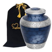 MEMORIALS 4U Memorials4u Elite Cloud Blue and Silver Cremation Urn for Human Ashes - Adult Funeral Urn Handcrafted - Affordable Urn for Ashes - Large Urn Deal.