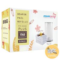 3 Count Dekor Plus Refills by Momcozy | Vanilla Scent | 22 Layers Extra Thickness | Fits Dekor Plus Size Diaper Pails | Biodegradable Disposable Diaper Pail Liner | Hold Up to 1740 Diapers