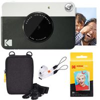 Kodak Printomatic Instant Camera (Black) Basic Bundle + Zink Paper (20 Sheets) + Deluxe Case + Comfortable Neck Strap
