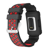 PATROHOO Anti Impact Resilient Bands for Charge 3,Rugged Protective Silicone Frame Case with Strap for Fitbit Charge 3.Black/Red