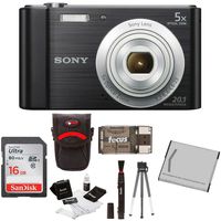 Sony Cyber-Shot DSC-W800 DSCW800/B DSCW800B Point & Shoot Digital Still Camera (Black) + Camera Case + Sony 16GB Memory Card + All in One High Speed Card Reader + Rechargeable Battery + Accessory Kit