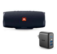 JBL Charge 4 Portable Waterproof Wireless Bluetooth Speaker Bundle with Anker 2-Port Wall Charger - Black