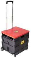 dbest products Quik Cart Wheeled Rolling Crate Teacher Utility With seat heavy duty collapsible basket with handle, Red