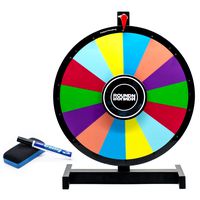 Prize Wheel | Reversible 2 Sided | 18" Inch Spinning Prize Wheel with Heavy Duty Tabletop Stand | Round Spin Wheel for Prizes | Color Dry Erase Tradeshow Raffle Game Spinner