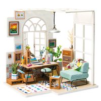 ROBOTIME Miniature Dollhouse Kit Decorations with Lights and Furnitures DIY House Craft Kits Best Birthdays Gifts for Boys and Girls (SOHO TIME)