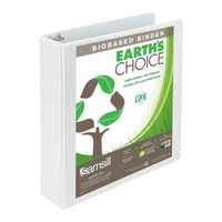 Samsill Earth's Choice Biobased Durable 3 Ring View Binder, 2 Inch Round Ring, Up to 25% Plant Based Plastic, USDA Certified Biobased, White