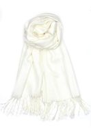 Achillea Large Soft Silky Pashmina Shawl Wrap Scarf in Solid Colors (Ivory)