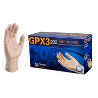 GPX3 Industrial Clear Vinyl Gloves - 3 mil, Latex Free, Powder Free, Disposable, Large, GPX3D46100-BX, Box of 200
