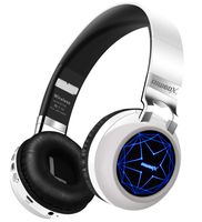 Riwbox WT-8S Bluetooth Headphones, LED Light Up Wireless Headphones Over Ear Hi-Fi Stereo Foldable Wireless/Wired Headsets with Mic and TF-Card Compatible for iPhone ipad Kindle Laptop TV (White)