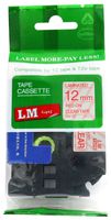 LM Tapes - Compatible with Brother PT-D210 1/2" (12mm 0.47 Laminated) Red on Clear Compatible TZe P-Touch Tape for ptouch Model PTD210 Label Maker with Great Tape Guide Included