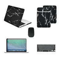 TOP CASE - 5 in 1 Omni Bundle Marble Pattern Matte Hard Case, Sleeve, Keyboard Cover, Screen Protector, Mouse Compatible MacBook Pro 13" Retina Display (Release 2012-2015) A1425 / A1502 - Black