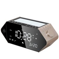 SICSMIAO Projection Alarm Clock with USB Charger, FM Radio Alarm Clock for Bedrooms, Digital Projection Clock with Snooze, Sunrise Light, Ceiling, Dual Alarms, 12/24 Hour, Battery Backup (Black).