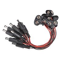 uxcell 10pcs DC 9V Battery Clip T-Type Soft Buckle w DC Connector Lead Wire 15cm Long