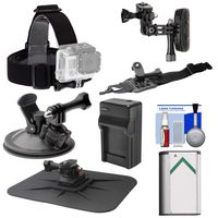 Essentials Bundle for Sony Action Cam HDR-AS50, AS200, AS300, FDR-X1000V & X3000 Camcorder with Helmet, Flat Surface & Car Mounts + Battery + Charger + Accessory Kit