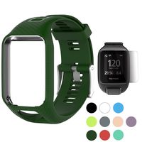 TUSITA Wristband for Tomtom Runner 2 3/Spark/Spark 3/Golfer 2/Adventurer, Replacement Silicone Band Strap Accessory (Olive)