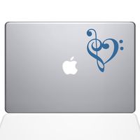 The Decal Guru 1947-MAC-11A-LB Music Heart Decal Vinyl Sticker, Light Blue, 11" MacBook Air
