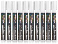 Liquid Chalk Marker Pen - White Dry Erase Marker - Chalk Markers for Chalkboard Signs, Windows, Blackboard, Glass - 6mm Reversible Tip (10 Pack) - 24 Chalkboard Labels Included