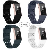 adepoy Compatible with Fitbit Charge 3 Bands for Women Men, Breathable with Air Holes Replacement Wristbands for Fitbit Charge 3 and Fitbit Charge 3 SE, Black, BlueGray, Slate, White, Small