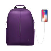 Laptop Backpack, Casual Daypack with USB Port for Travel School Work, Purple