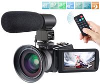 Camcorder,Besteker 1080P Video Camera IR Night Vision Full HD Digital Camera with External Microphone and Wide Angle Lens(2 Batteries Included)