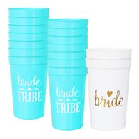 Blue Bride & Team Bride Bachelorette Party Cups - 16 Packs, 16 Oz.| Decoration and Party Supplies for Bachelorette, Bridal Showers