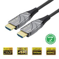 Fiber HDMI Cable Optical Slim 4K 30FT,4K60HZ HDR Light Speed HDMI2.0b Cable, Supports 18.2 Gbps, ARC, HDR10, Dolby Vision, HDCP2.2, 4:4:4,Ultra Slim and Flexible HDMI Optic Cable with Optic Technology