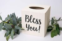 Bless You! Wood Tissue Box Cover