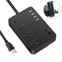 Power Strip with USB, Desktop Charger Station with Multi Plugs 4 Outlet and 4 USB Ports Extendable Stand, Cruise Ship with 10A 5ft Extra Long Extension Cord, for Phone Home Dormitory Office.