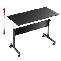 Mr IRONSTONE Height Adjustable Desk Sit-Stand 47.6" Elevate Mobile Computer Desk Home & Office Utility Table with Rolling Wheels(Black)