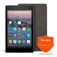 Fire HD 8 Protection Bundle with Fire HD 8 Tablet (16 GB, Black),  Amazon Cover (Charcoal Black),  Protection Plan (1-Year)